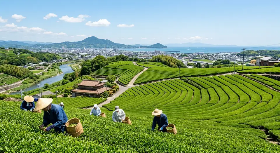 Vibrant tea plantations in Nishio, Aichi prefecture